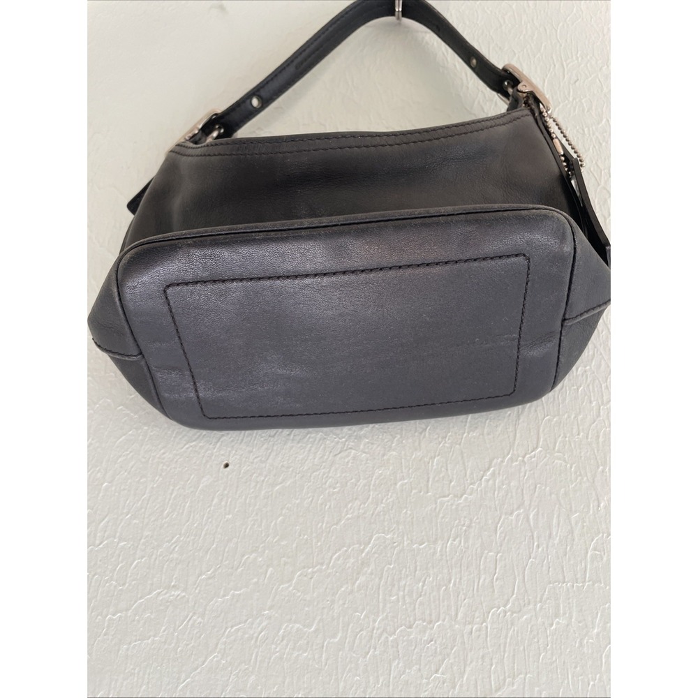 COACH Old 9844 Vintage Black Demi Baguette Leather Mini Hobo Bag Silver Hardware - Picture 3 of 14